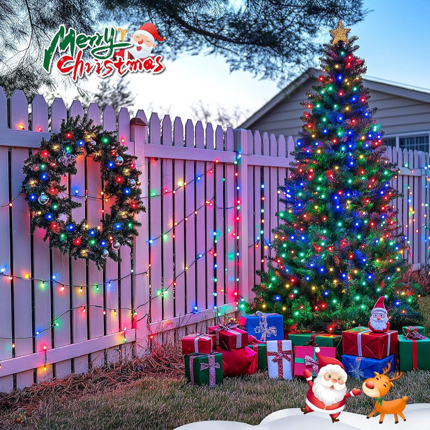 600 LED Solar Christmas Lights Outdoor Waterproof, 206.7 Ft Solar String Lights Outdoor, 8 Modes Tree Light for outside Yard Patio Christmas Decorations