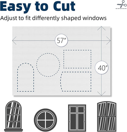 Portable Blackout Curtains 40"×57" Strong Hook and Loop Tape Strips with Adhesive,Blackout Shades That Can Be Cut,100% Blackout Material Window Blinds for Baby Nursery or Travel Use-White
