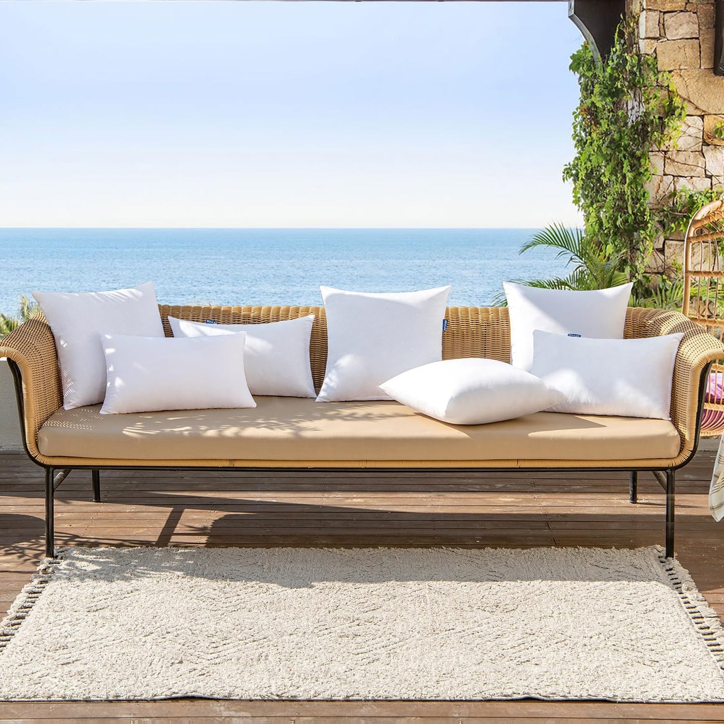 Outdoor Pillows 12X20 Pillow Insert Throw Pillow Insert, Water-Resistant Premium Outdoor Pillow Stuffer Sham Rectangle for Couch Sofa Patio Furniture Cushion Porch Swing