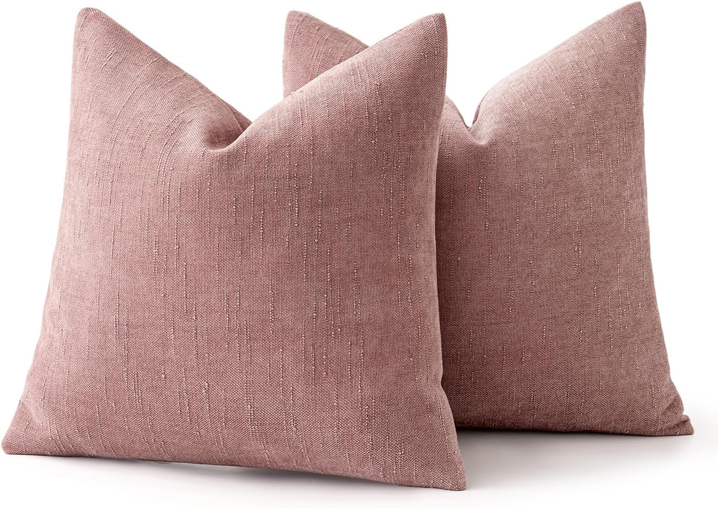 Set of 2 Soft Chenille Decorative Throw Pillow Covers - Solid Textured Cushions for Spring and Valentine's Day, 20x20 Inch, Blush Pink