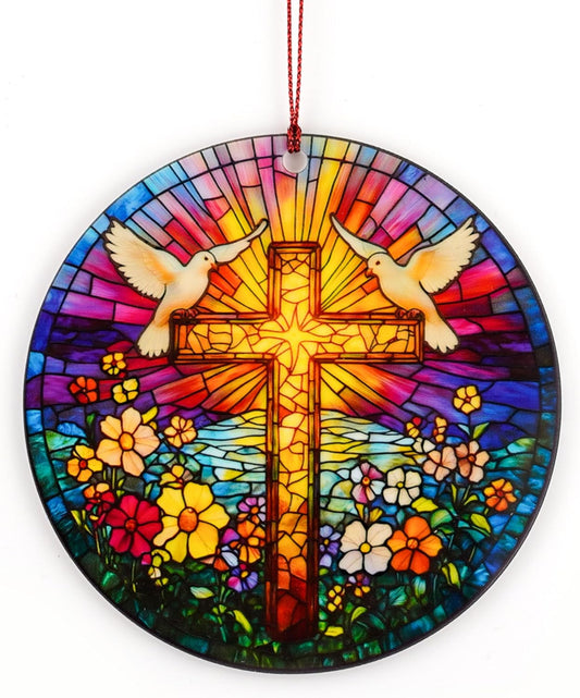 Cross Ornaments for Christmas Tree Suncatcher Effect, Christian Christmas Ornaments, Christian Gifts, Religious Gifts for Women, Jesus Xmas Decorations, Easter Ornament Decorations