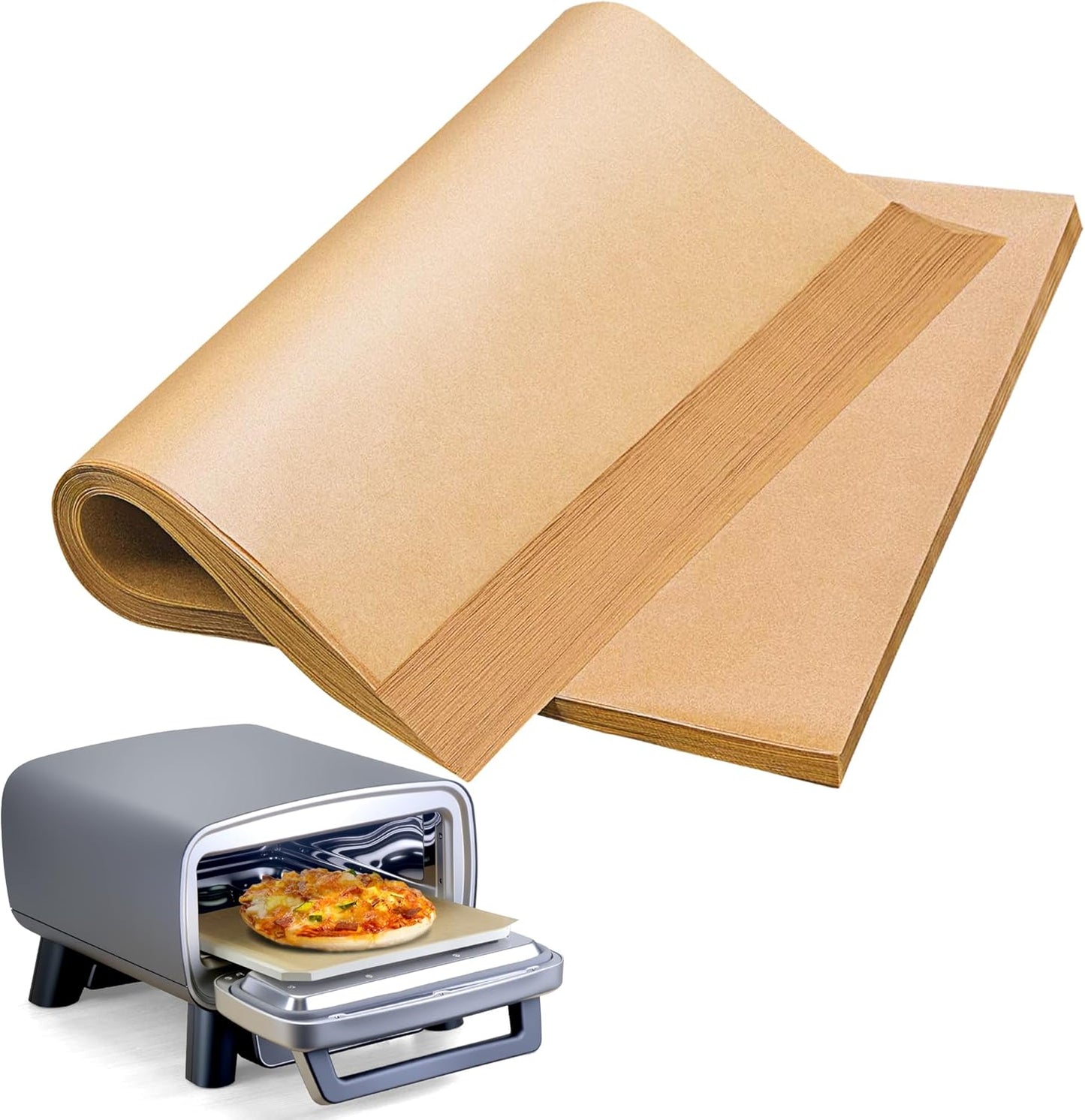 Air Fryer Liners Disposable Compatible with Ninja Artisan Outdoor Pizza Oven, 100 Pcs Unbleached Parchment Paper Sheets for Ninja Pizza Oven