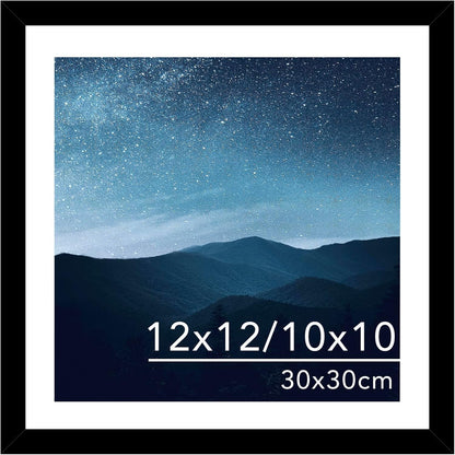 12X12 Picture Frame with Mat for 30 X 30Cm Diamond Art Painting, Display Photo 10X10 or 12 X 12 without Mat, Wall Hanging Large Frame with Plexiglass, Black
