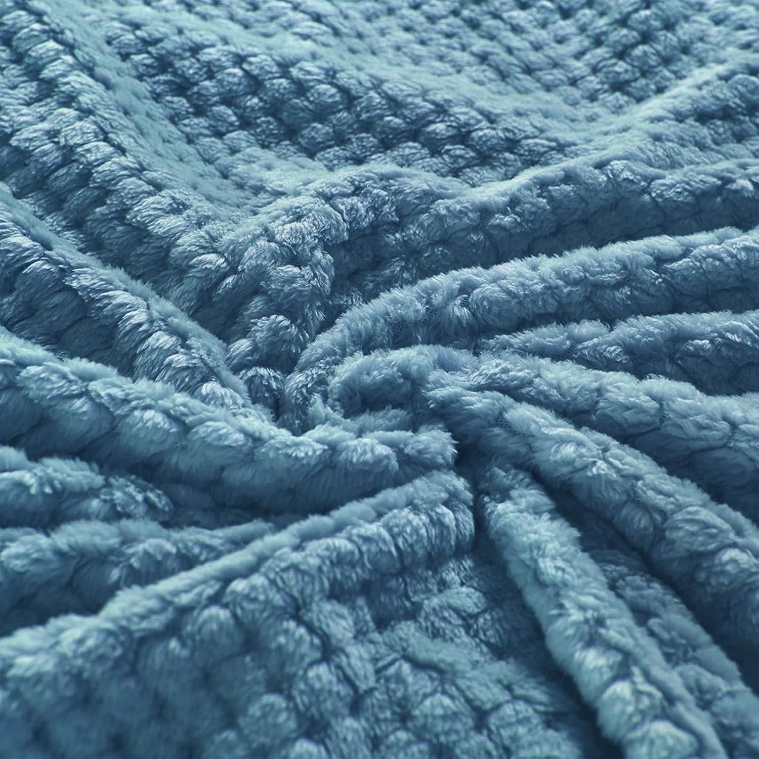 Extra Large Fleece Throw Blanket - Super Soft and Warm Waffle Textured Blanket for Couch, Sofa, and Bed (Slate Blue, 50X70 Inches)