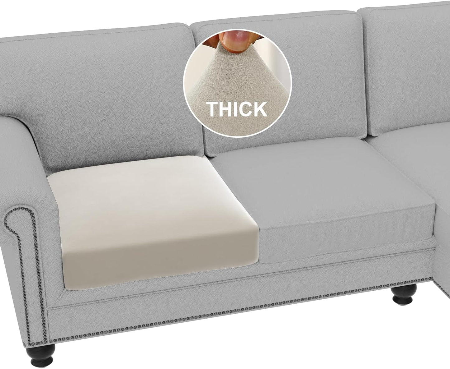 Fleece Couch Cushion Covers Stretch Chair Covers for Living Room Armchair Sectional Couch Covers Comfortable and Durable Fabric (1 Seater Cushion Cover, Pale Oak)