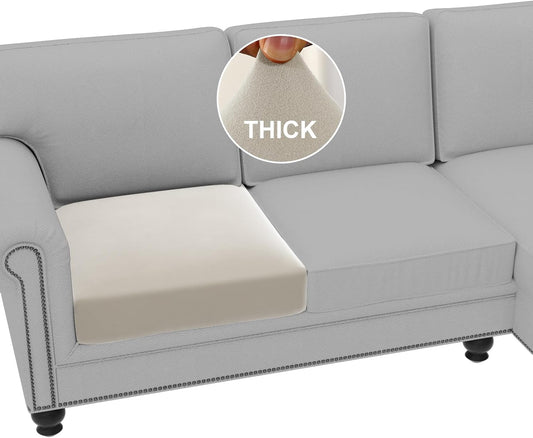 Fleece Couch Cushion Covers Stretch Chair Covers for Living Room Armchair Sectional Couch Covers Comfortable and Durable Fabric (1 Seater Cushion Cover, Pale Oak)