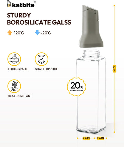 16Oz Glass Olive Oil Dispenser Bottle for Kitchen Cooking - Leakproof Kitchen Essential with Precise Pouring Spout for Salad, Air Fryer, BBQ, Non-Stick Pans, Easy Refill and Use, Dark Grey