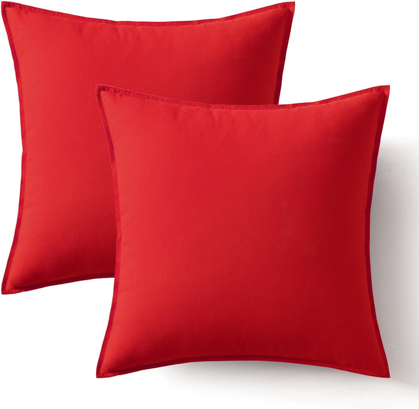 Pack of 2 Christmas Decorative Linen Pillow Covers Boho Farmhouse Modern Soft Accent Throw Pillows Neutral Cushion Covers for Sofa Couch Bed Living Room Home Decor, 18X18 Inch Christmas Red