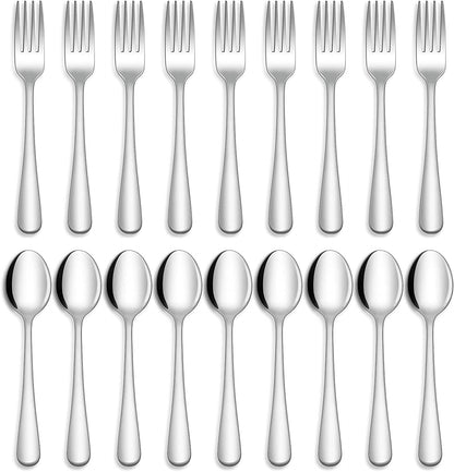 24-Piece Forks and Spoons Silverware Set, Food Grade Stainless Steel Flatware Cutlery Set for Home, Kitchen and Restaurant, Mirror Polished, Dishwasher Safe