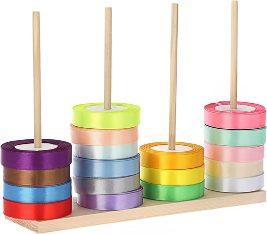 Wooden Ribbon Organizer and Storage Solution for Crafting and Gift Wrapping