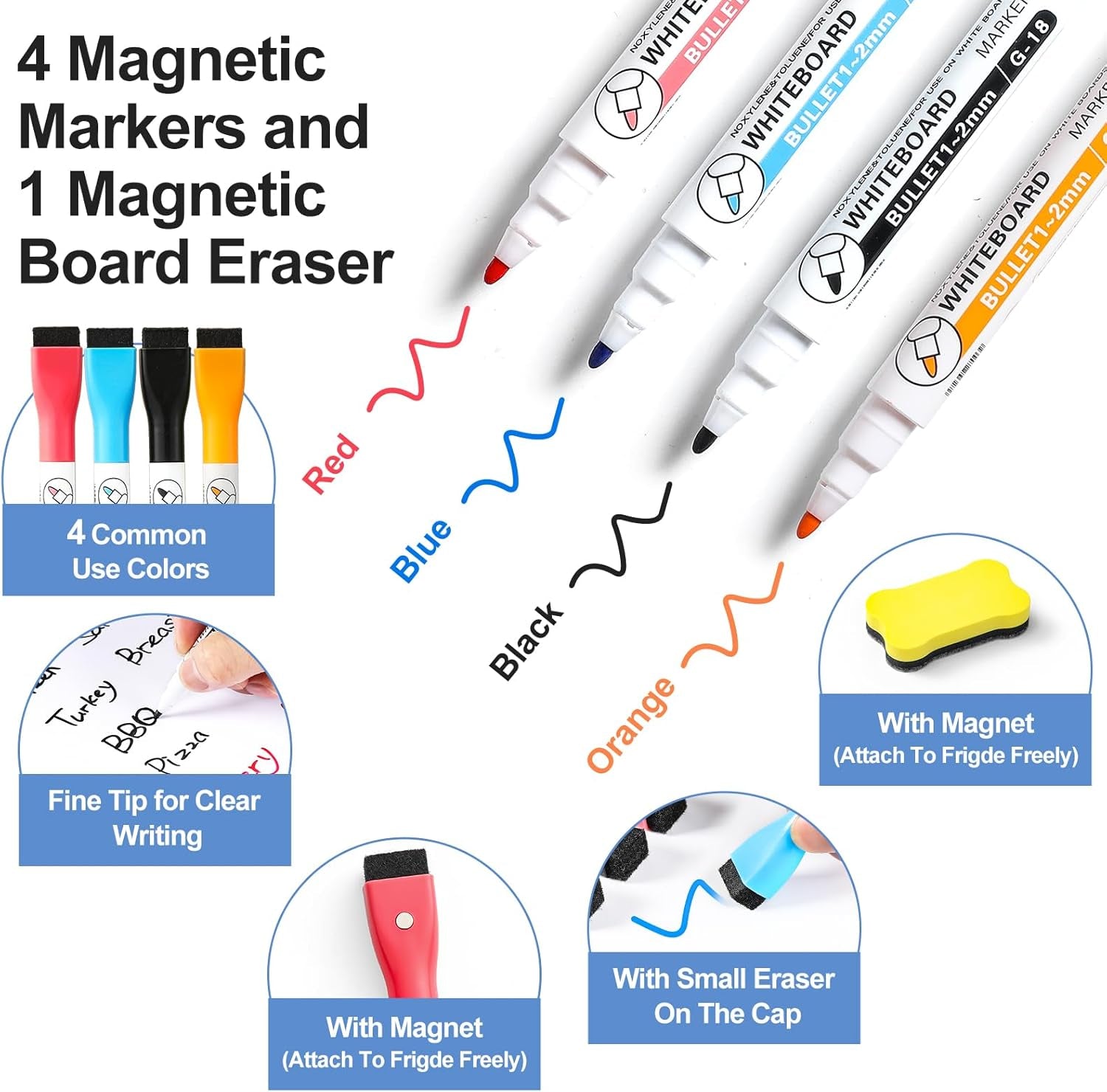 3 Pack Dry Erase Magnetic Calendar for Refrigerator - Monthly & Weekly & Daily Planner + 2 PCS Magnetic Dry Erase Whiteboard for Fridge