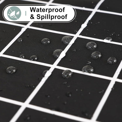 6 Pack Rectangle Waterproof Fabric Table Cloth, Plaid Stain Resistant Polyester Tablecloth, Washable Cloth Table Cover for Dining Room, Outdoor, Picnic (52" X 70", Black)