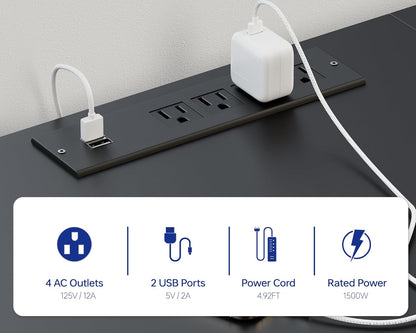 71 Inch Large Computer Desk with Power Outlets,U Shaped Corner Desk for Home Office Work and Gaming White