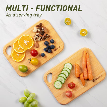 2 Packs Small Bamboo Wood Cutting Board for Kitchen Mini Wooden Charcuterie Boards Lightweight Chopping Board Non Toxic Handheld Serving Board Tiny Chef Set Camping Fruit Lemon Sandwich Cheese Board
