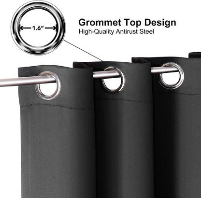 Grommet Blackout Curtains for Bedroom and Living Room - 2 Panels Set Thermal Insulated Room Darkening Curtains (Dark Grey, 42 X 63 Inch)
