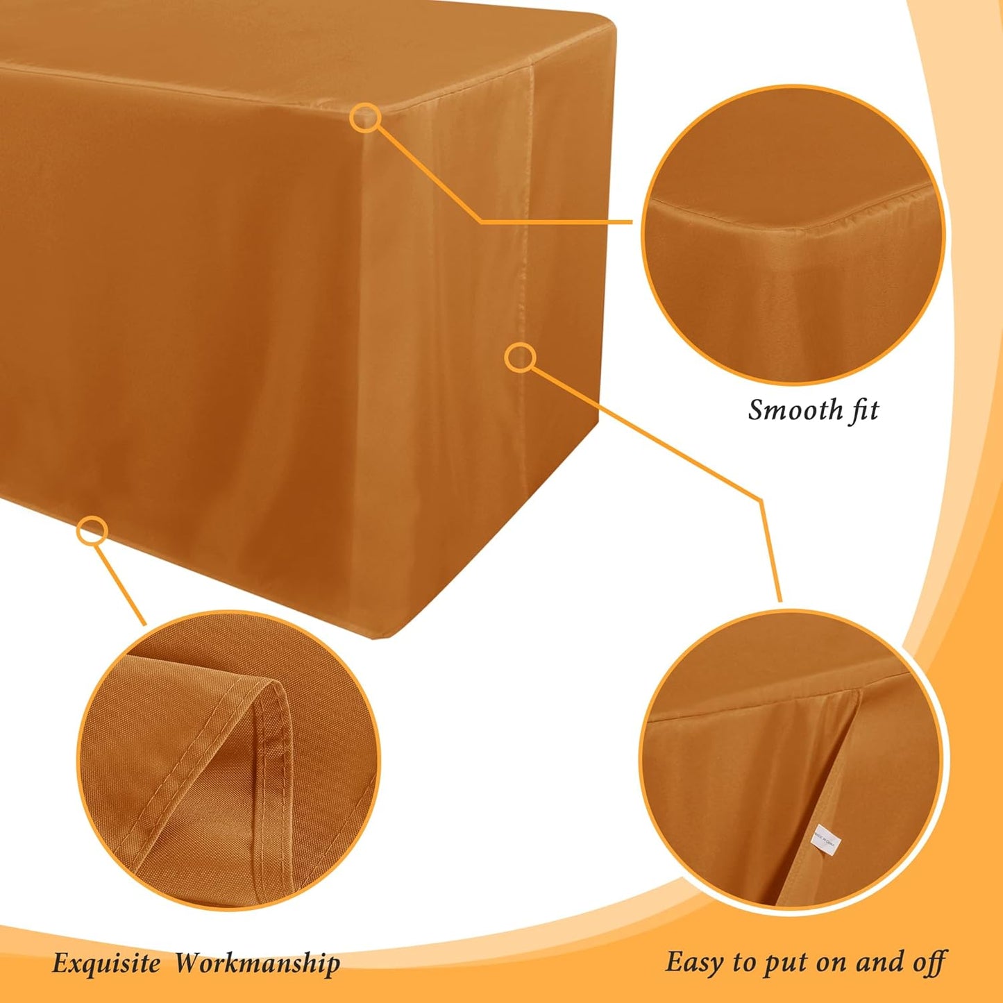 2 Pack Table Clothes for 6 FT Rectangle Tables - Water Resistant Washable Fabric Polyester Rectangle Table Cover Protector for Wedding, Banquet and Trade Shows, 72L X 30W Inches, Bronze