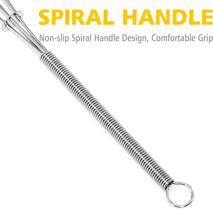 Small Wire Whisk Set of 2, Portable Stainless Steel Kitchen Tiny Whisk & Egg Beater with Thick Wire - Sturdy Mini Mixing Balloon for Cooking, Blending, Whiping, Beating and Stirring (6" + 8")