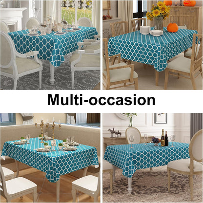 Rectangle Waterproof Vinyl Tablecloth with Flannel Backing, Wipeable and Spillproof for Indoor and Outdoor Use (60" x 84", Teal)