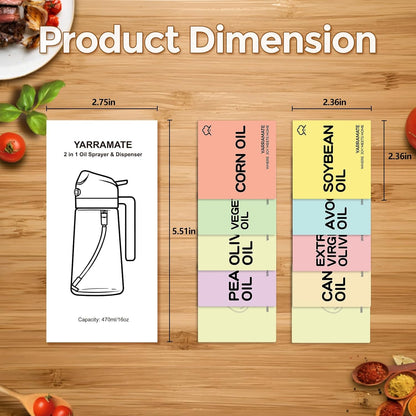 10 Color Labels for Oil Sprayer Bottles