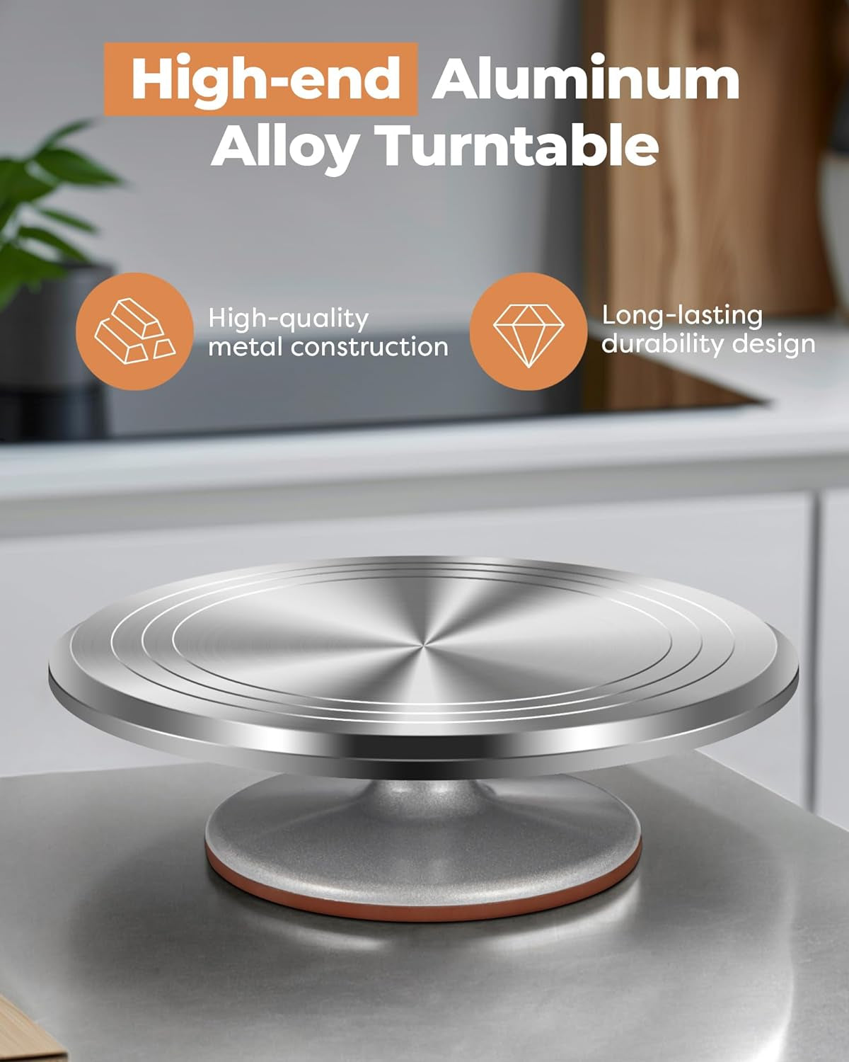 Aluminium Alloy Revolving Cake Stand 12 Inch Rotating Cake Turntable for Cake, Cupcake Decorating Supplies