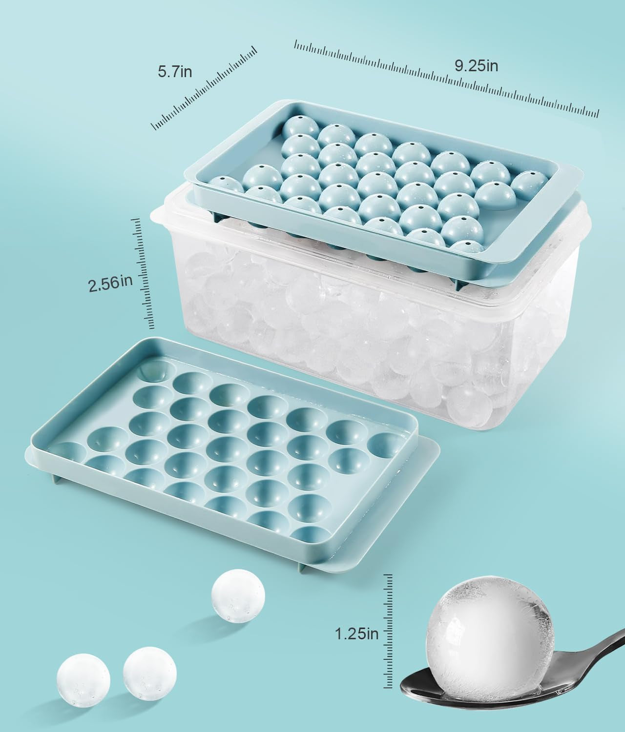 Ice Cube Tray with Lid and Bin – round Ice Cube Trays for Freezer, Bpa-Free Food-Grade Ice Mold, Stackable Ice Ball Maker, Iced Bucket Kits, Circle Ice Tray for Cocktails, Whiskey, Coffee, and Drinks