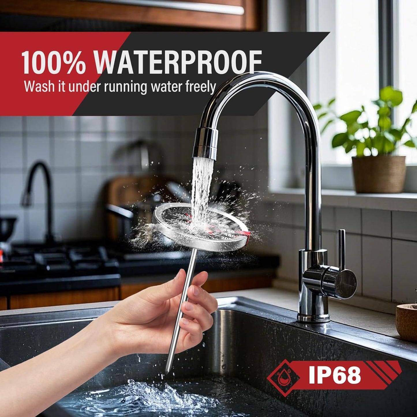 2 Pack Stainless Steel Meat Thermometer, Safe Leave in Oven, 2.5-In Extra-Large Dial Food Thermometer for Cooking, Temperature Probe for Baking, Steak, Turkey - Kitchen Gadgets - Black