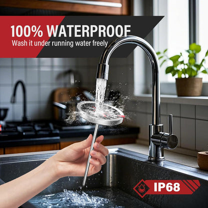 2 Pack Stainless Steel Meat Thermometer, Safe Leave in Oven, 2.5-In Extra-Large Dial Food Thermometer for Cooking, Temperature Probe for Baking, Steak, Turkey - Kitchen Gadgets - Black