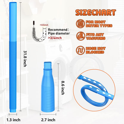 Dryer Vent Cleaner Kit Vacuum Attachment - Multiple Combinations V1 Lint Remover Power Washer and Vacuum Hose Quickly Removes Lint