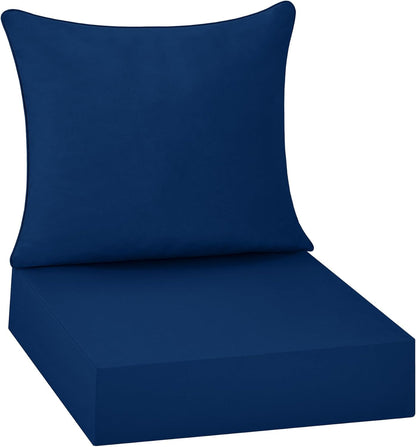® Outdoor Seat Cushions 24 X 24 X 5.75 Inch, Waterproof & Fade Resistant Patio Furniture Replacement Cushions with Removable Cover for Chair, Sofa, Couch, Wicker, Navy Blue