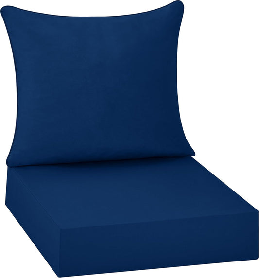 ® Outdoor Seat Cushions 24 X 24 X 5.75 Inch, Waterproof & Fade Resistant Patio Furniture Replacement Cushions with Removable Cover for Chair, Sofa, Couch, Wicker, Navy Blue