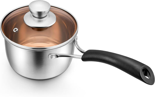 1 Quart Saucepan, Stainless Steel Saucepan with Lid, Small Sauce Pan for Home Kitchen Restaurant Cooking, Easy Clean and Dishwasher Safe