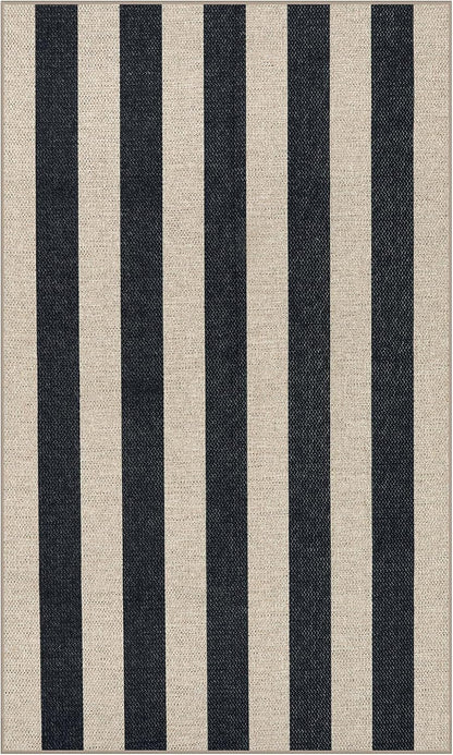 Striped Easy Jute Outdoor Patio Rug, 3X5 Washable Rugs for Entryway Porch, Farmhouse Neutral Non Shedding Indoor Outdoor Carpet for Entry Kitchen Guestroom Deck Foyer