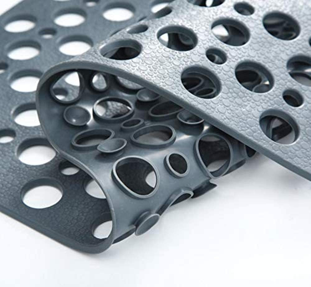 Nonslip Bathtub Mat Extra Soft TPE Bath Mat for Kids, Machine Washable Bathroom Shower Mat(Gray/ 30L X 17W Inch)