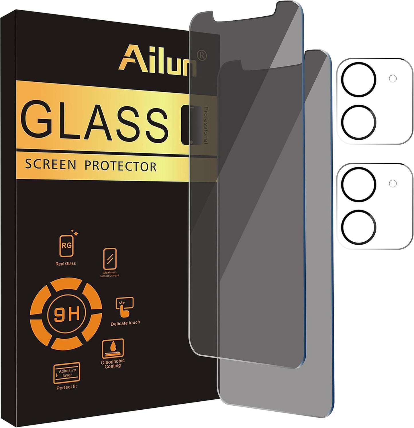Glass Screen Protector Compatible for Iphone 11 6.1 Inch 3 Pack Tempered Glass 2 Pack Privacy Screen Protector Compatible for Iphone 11[6.1 Inch] + 2 Pack Camera Lens Protector