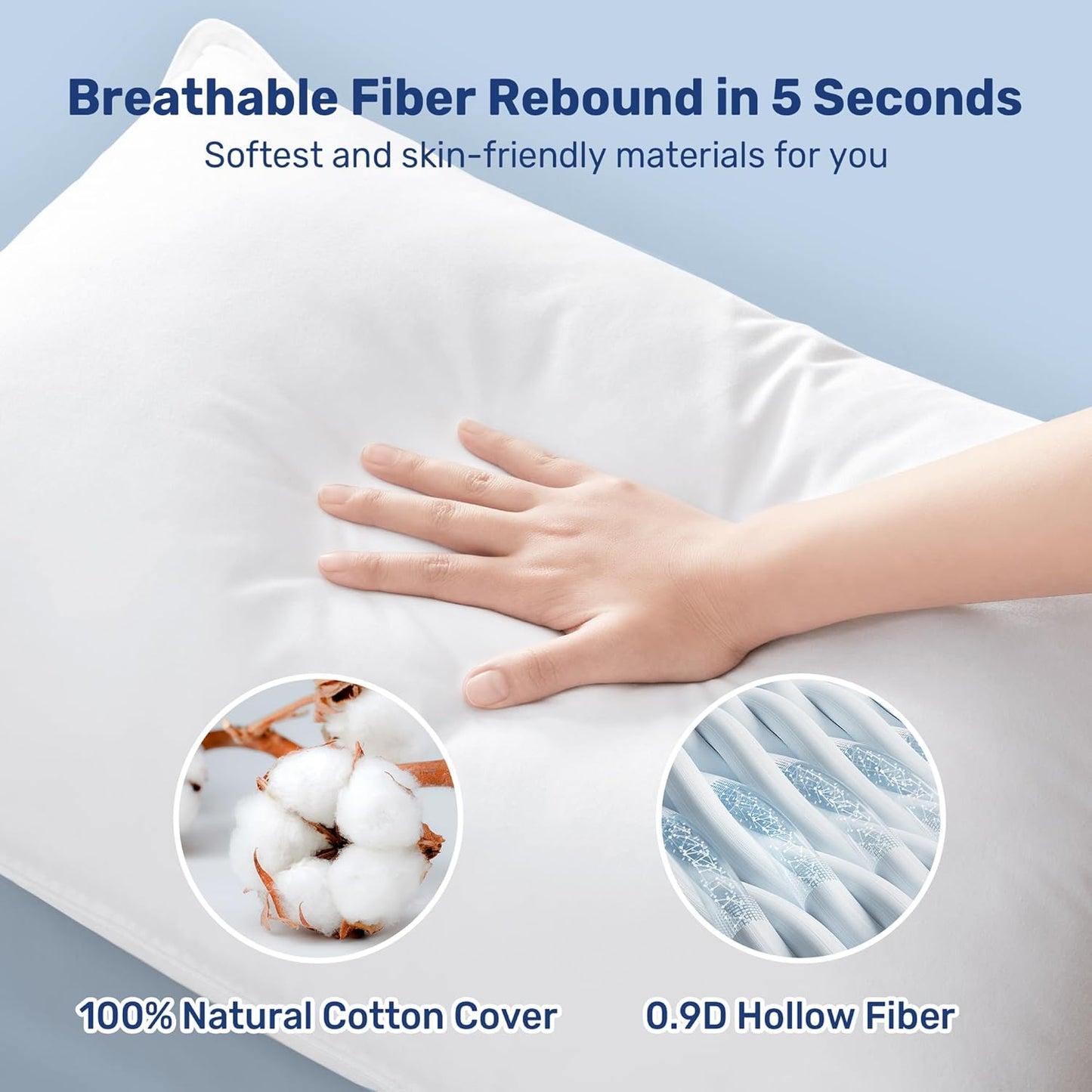 Ultra Soft Pillows Standard Size Set of 2 - Hotel Collection Luxury 100% Cotton Cover down Alternative Bed Pillow, Fluffy Pillows for Back, Stomach or Side Sleepers