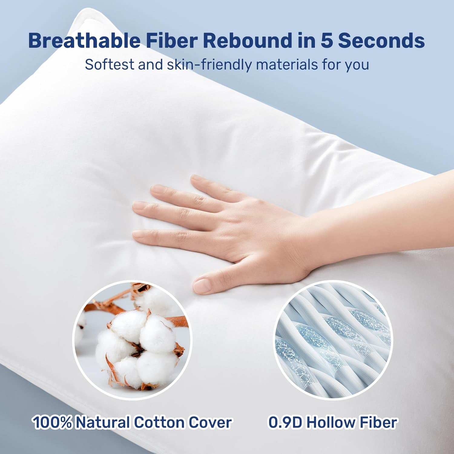 Ultra Soft Pillows Standard Size Set of 2 - Hotel Collection Luxury 100% Cotton Cover down Alternative Bed Pillow, Fluffy Pillows for Back, Stomach or Side Sleepers