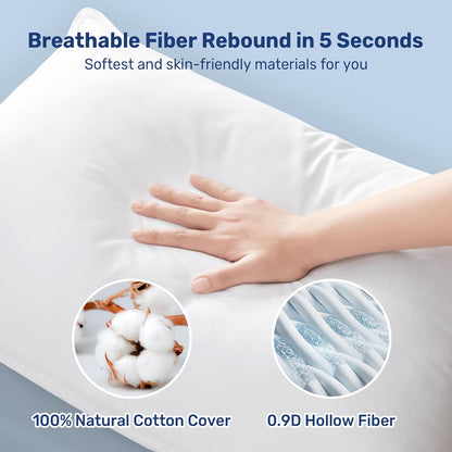 Ultra Soft Pillows Standard Size Set of 2 - Hotel Collection Luxury 100% Cotton Cover down Alternative Bed Pillow, Fluffy Pillows for Back, Stomach or Side Sleepers