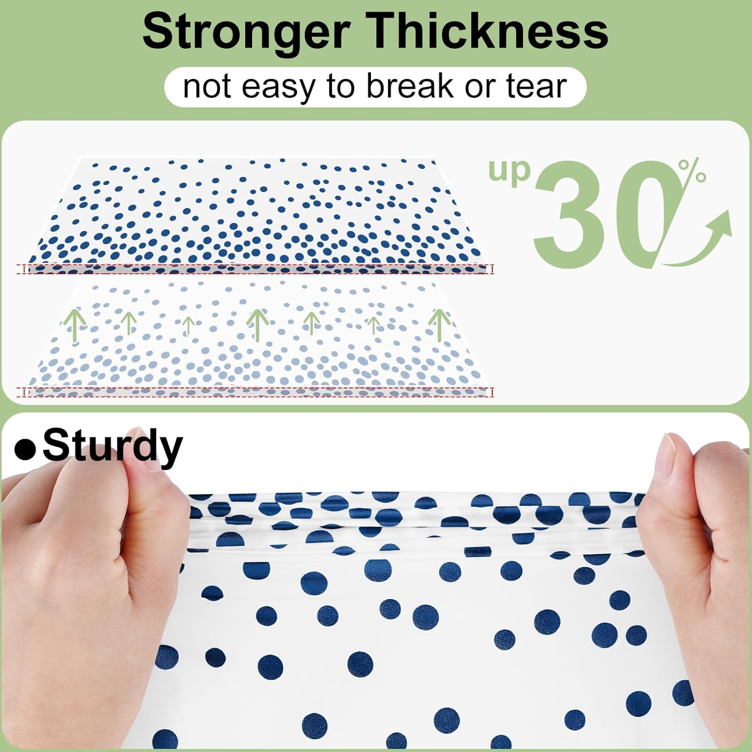 4 Packs Dot Disposable Table Cloth, 54 X 108 Inch Waterproof Plastic Tablecloth, Rectangle Navy Dots in White Table Covers for Picnic, Birthday, Party