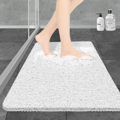 Bathtub Mat Non Slip, Bath Mat for Tub, Shower Mats for inside Shower, 31.5X16 Inch, PVC Loofah Bathroom Mats for Wet Areas, Quick Drying, White