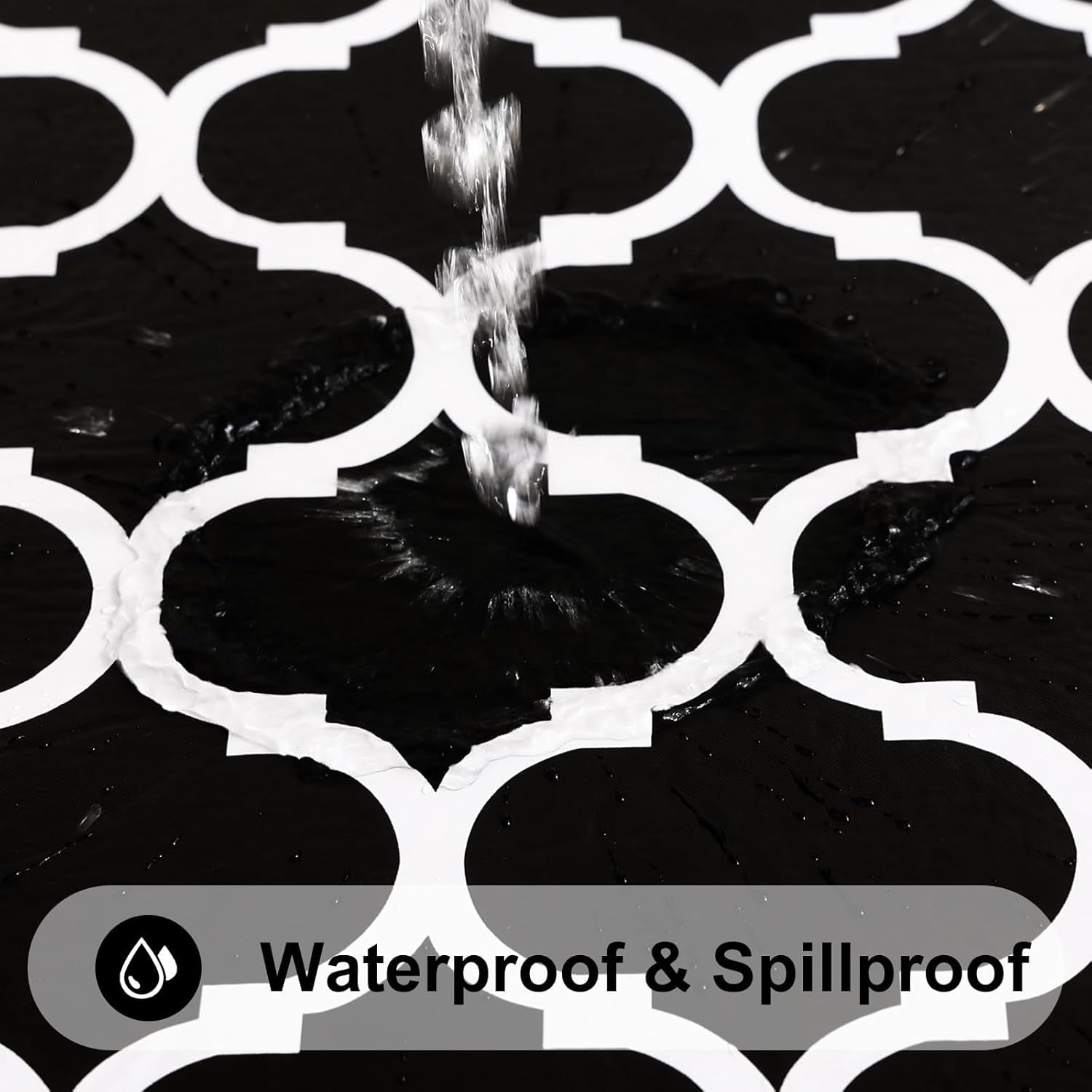 Rectangular Waterproof Vinyl Tablecloth with Flannel Backing, Wipeable and Spillproof for Indoor and Outdoor Use (60" x 84", Black)