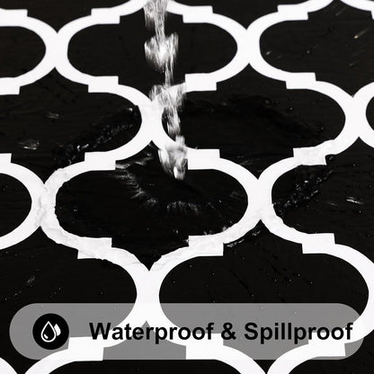 Rectangular Waterproof Vinyl Tablecloth with Flannel Backing, Wipeable and Spillproof for Indoor and Outdoor Use (60" x 84", Black)