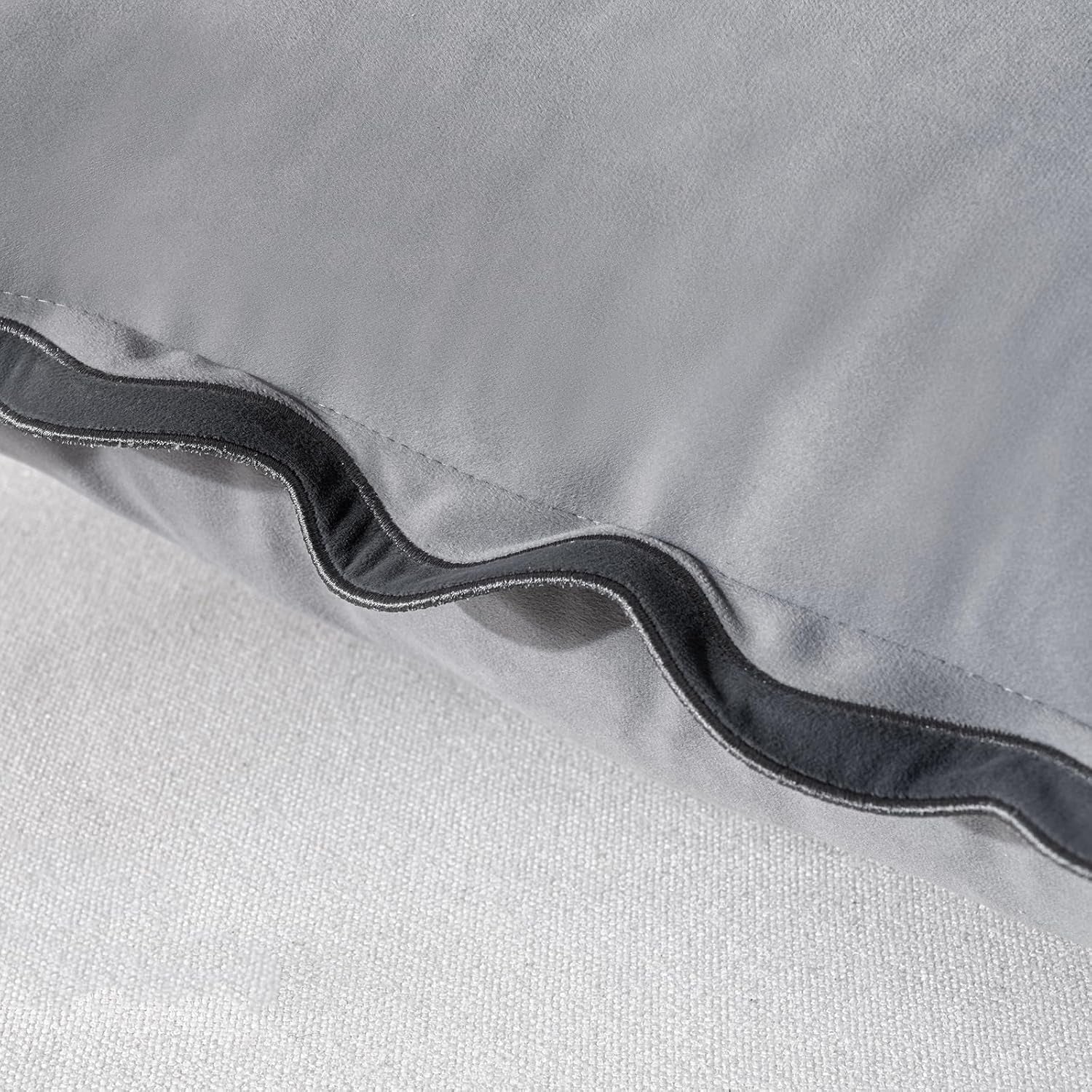 Set of 2 Grey Decorative Throw Pillow Covers 18X18 Inch with Scallop Edging for Couch Bed Sofa Indoors, Aesthetic Modern Farmhouse Home Decor, Soft Velvet Accent Gray Pillow Case 45X45 Cm