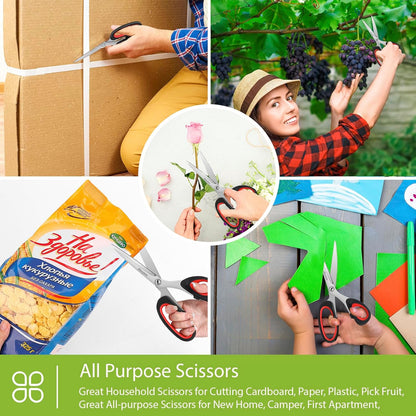 Scissors All Purpose, 9.3 Inch Scissors Heavy Duty Stainless Steel Shears for Home Household Cutting Fabric Leather, Sewing Shears, Paper Box Cutter, Package Opener, Hand Cutting Tools