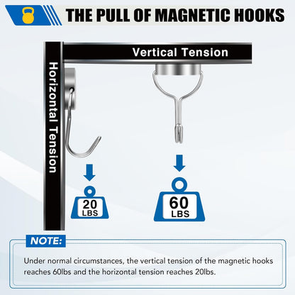 Magnetic Hooks for Cruise Cabins, 60Lbs Swivel Magnetic Hooks Heavy Duty, Cruise Ship Essentials, Locker Accessories, Magnet Hook for Classroom, Refrigerator, Hanging, Grill -6 Pack