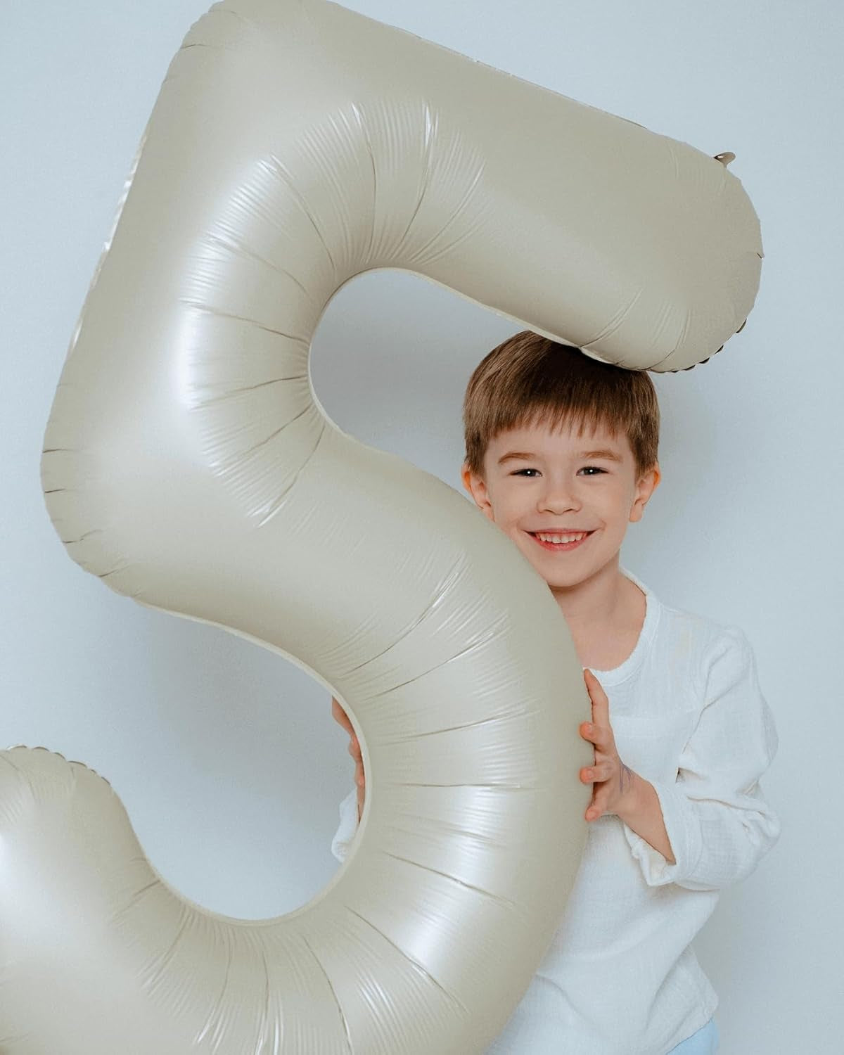1 Balloon - Cream Birthday Number Balloons, 40 Inch Large Foil Balloons for Men Women Boys Girls Cream Themed Birthday Decorations