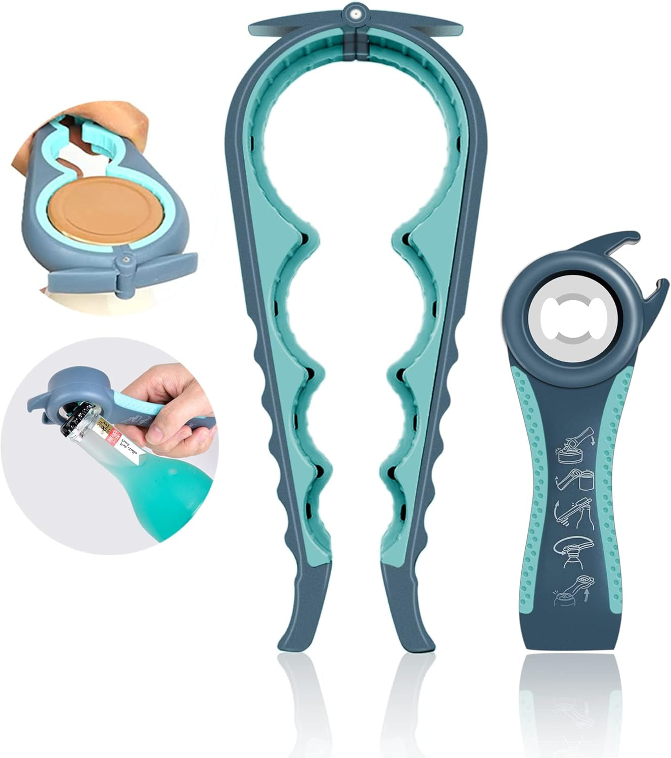 Jar Opener for Weak Hands, Seniors with Arthritis, 5 in 1 Multi Function Bottle Opener Lid Opener for Arthritic Hands