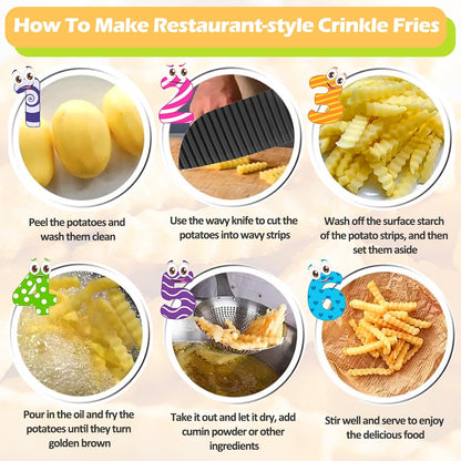 Crinkle Cutter Wavy Slicer for Veggies, French Fry Cutter, Stainless Steel Potato Slicer Wavy Chopper,Vegetable Crinkle Cutting Onion Chopping Tool for Fancy Edges for Cucumber, Kitchen Gadgets