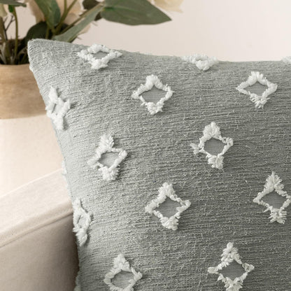 Set of 2 Decorative Throw Pillow Covers Rhombic Jacquard Pillowcase Soft Square Cushion Case for Couch Sofa Bed Bedroom Living Room, 18X18 Inch, Light Grey