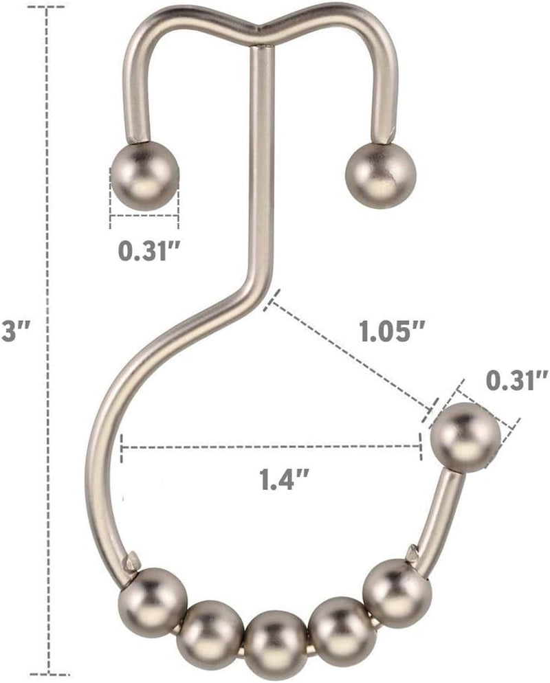 Shower Curtain Hooks Rings and 72 X 72 Inches EVA 8G Plastic Shower Curtain