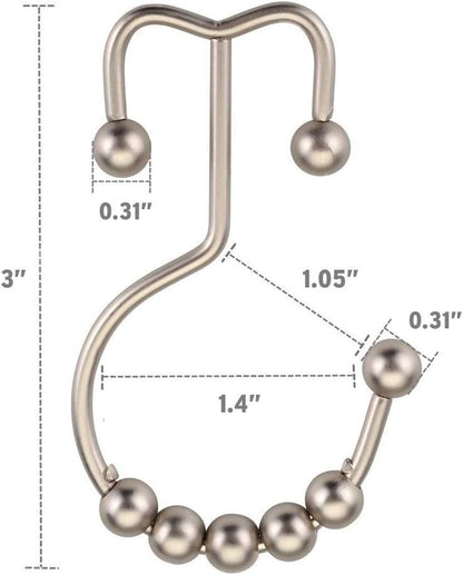 Shower Curtain Hooks Rings and 72 X 72 Inches EVA 8G Plastic Shower Curtain